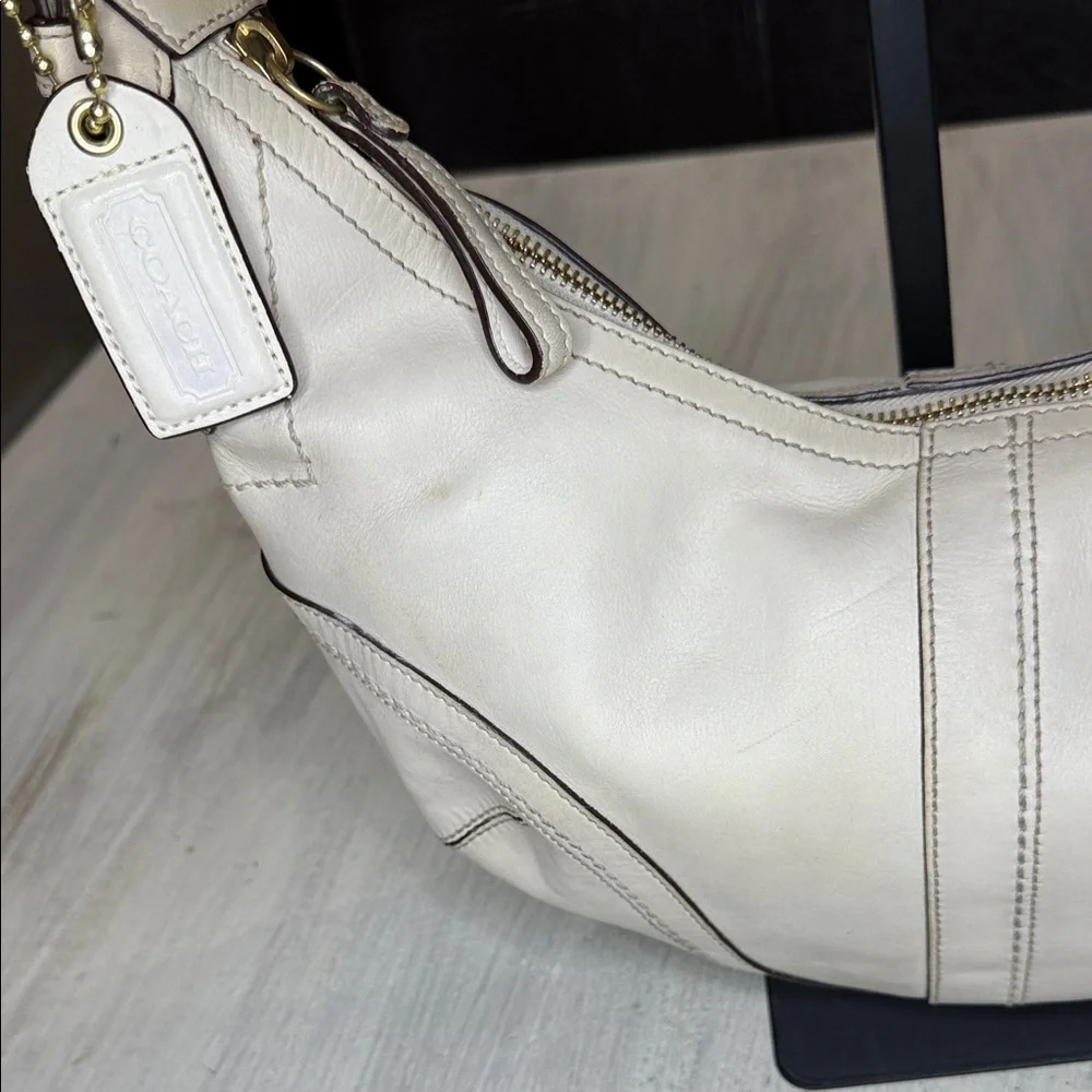 Vintage Coach Dylan SoHo Off-White Leather Braided Strap Hobo Bag